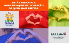 Logomarca Aquece Paraná com a frase está chegando a hora de aquecer o coração de quem mais precisa